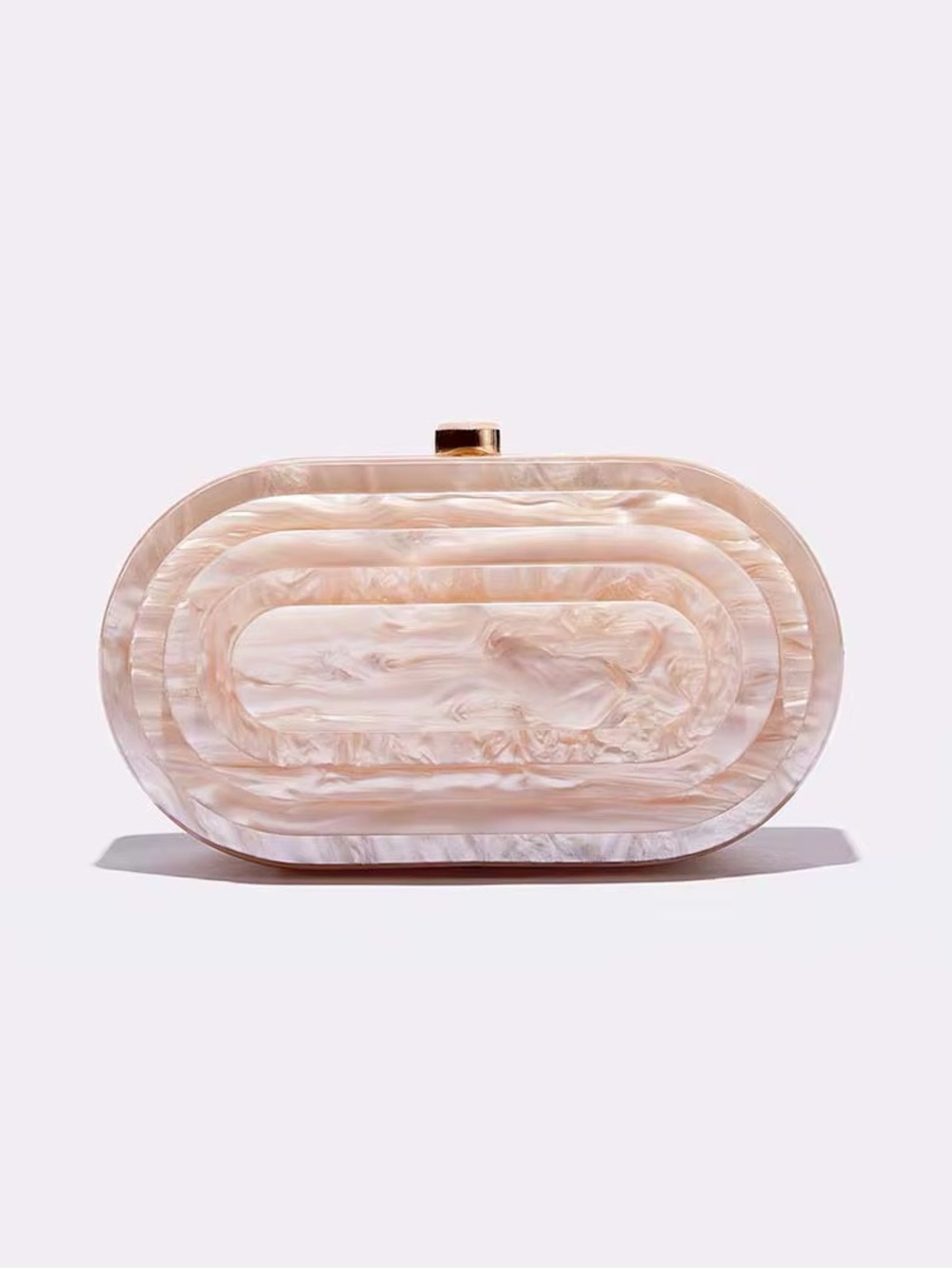 Pearlescent champagne Oval Acrylic Clutch